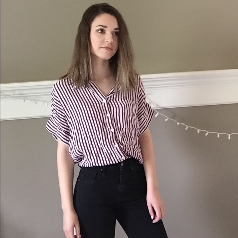 Striped Button-up Boutique Top